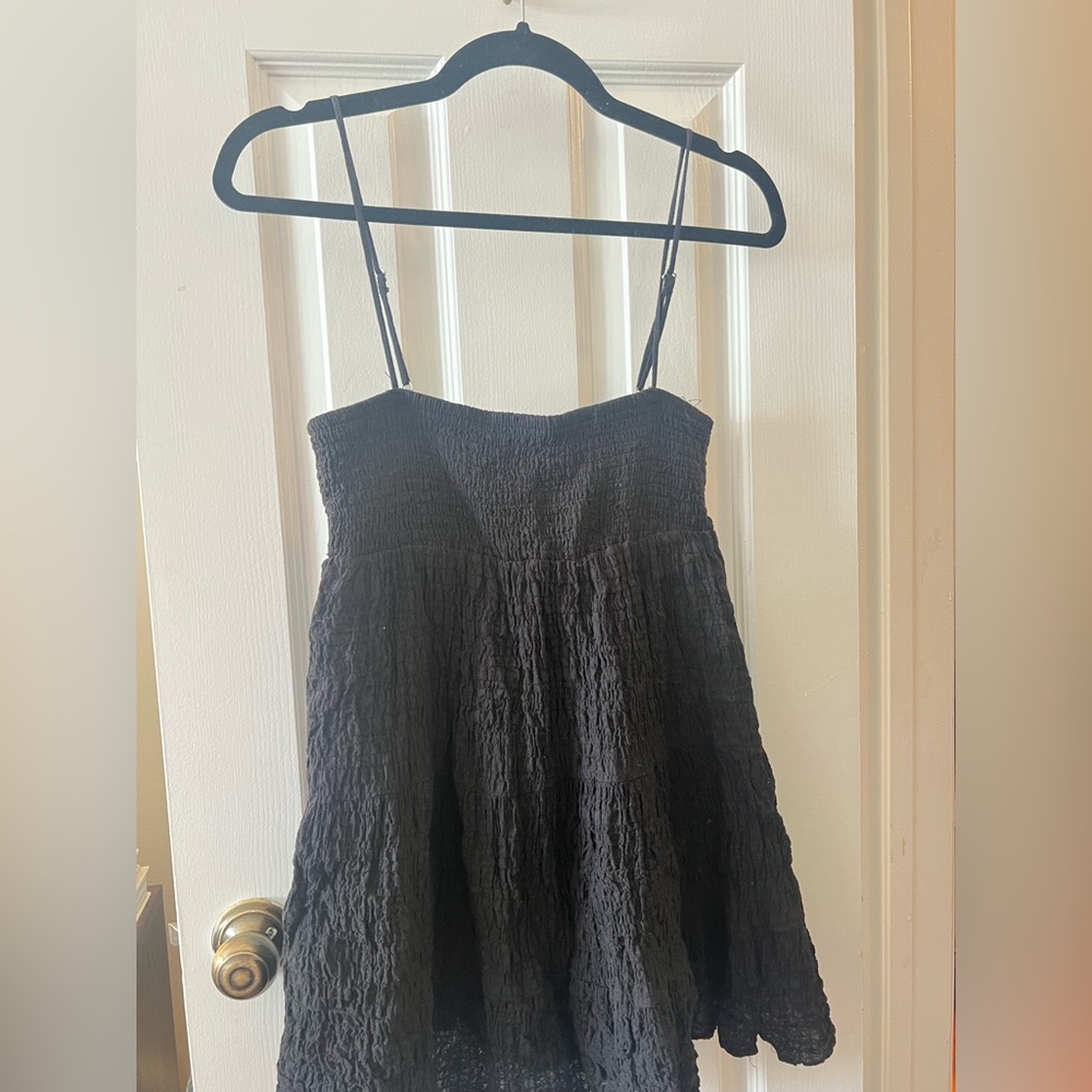 Zara Black Textured Mini Dress Size Medium